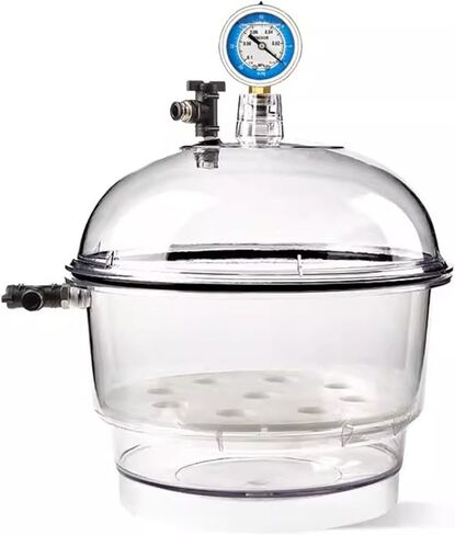 COYEUX 250MM Lab Vacuum Desiccator, High Transparency Clear Drying Bottle, with Pressure Gauge, Silicone Sealing Ring, Dual Valve, for Vacuum Storage in Kuwait