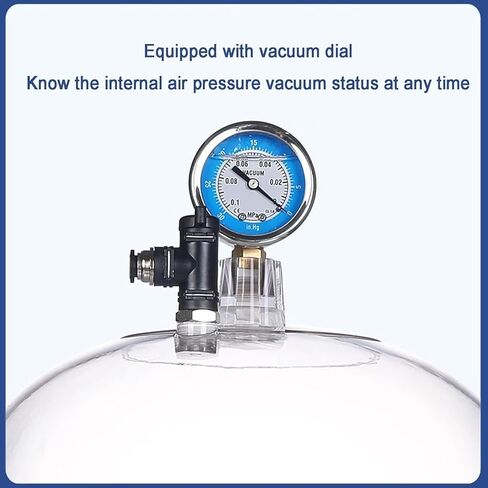 COYEUX 250MM Lab Vacuum Desiccator, High Transparency Clear Drying Bottle, with Pressure Gauge, Silicone Sealing Ring, Dual Valve, for Vacuum Storage in Kuwait