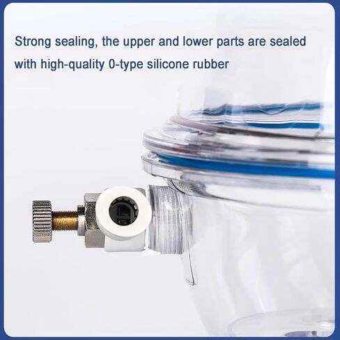 COYEUX 250MM Lab Vacuum Desiccator, High Transparency Clear Drying Bottle, with Pressure Gauge, Silicone Sealing Ring, Dual Valve, for Vacuum Storage in Kuwait