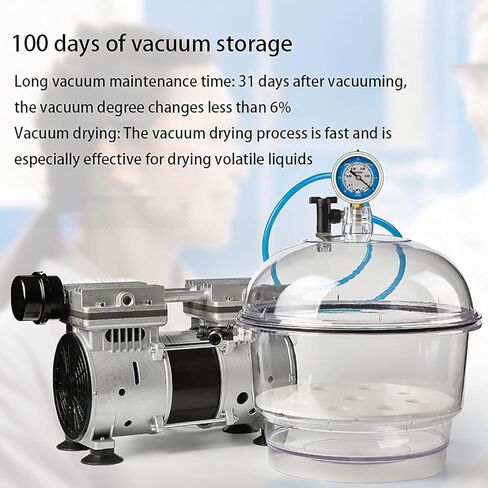 COYEUX 250MM Lab Vacuum Desiccator, High Transparency Clear Drying Bottle, with Pressure Gauge, Silicone Sealing Ring, Dual Valve, for Vacuum Storage in Kuwait
