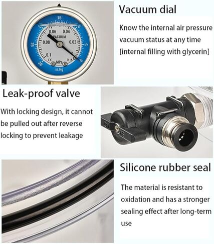 COYEUX 250MM Lab Vacuum Desiccator, High Transparency Clear Drying Bottle, with Pressure Gauge, Silicone Sealing Ring, Dual Valve, for Vacuum Storage in Kuwait