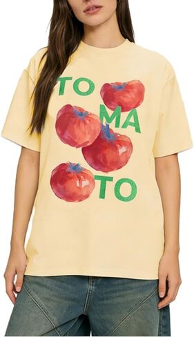 Womens Teens Oversized Graphic Tshirts Y2k Flower Fruit Vintage Tees Beach Surfer Casual Short Sleeve T-Shirts in Kuwait