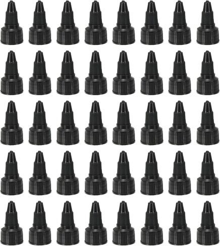 PATIKIL 24/410 Twist Bottle Caps, 40 Pcs Plastic Ribbed Edge Squeeze Bottle Replacement Caps with Foam Gasket for Paint Lids Glue Dispensing, Clear Black in Saudi Arabia