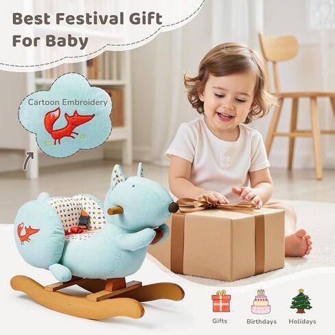 labebe Baby Rocking Horse with Seat Belt,Ride Unicorn Bouncer for Kid 6 Month -3 Years,Stuffed Animal Rocker,Riding Toy for Baby Girls, Nursery Birthday Gift in Kuwait