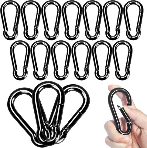 Carabiner Clips Black Twours Spring Snap Hooks Small Carabiners Heavy Duty Galvanized Steel Quick Links for Rust-Resistant Keychain Clips Outdoor Hiking Camping Hammock Fishing 1.56" 1.97" 2.36" 3.15" in Kuwait