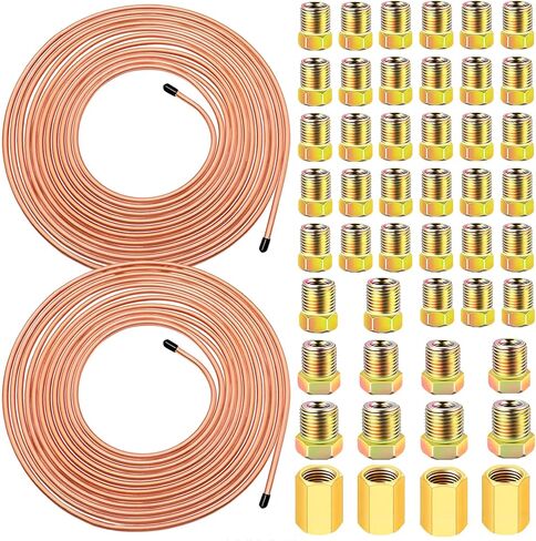 مجموعة smseace 25 قدم. مجموعة أنابيب خط الفرامل 3/16 بوصة مع تجهيزات خط الفرامل (تتضمن 32 قطعة تركيبات و4 قطعة نقابات + 8 قطعة صواميل) خطوط فرامل مطلية بالنحاس in Kuwait