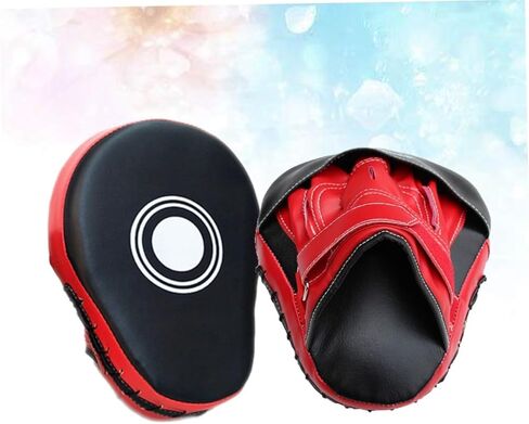 Yardwe Adjustable PU Leather Boxing Mitts with Pre-Curved Design for Superior Striking High-Density Impact Protection and Breathable Mesh Panels Red Focus Punch Pads for Taekwondo in Saudi Arabia