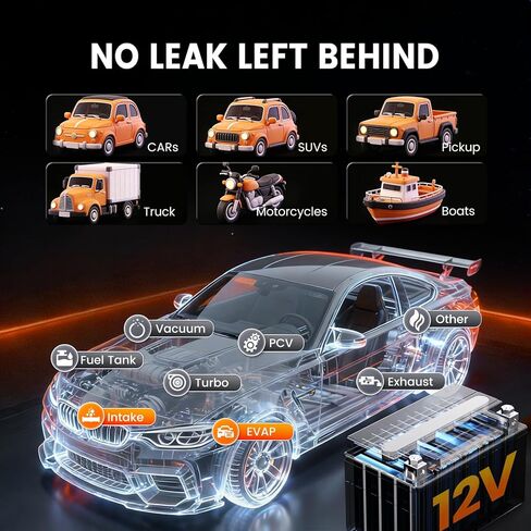 ANCEL S200 آلة دخان السيارات مع مضخة هواء مدمجة ومقياس الضغط، كاشف تسرب آلة دخان التبخر، نظام أنابيب الوقود التلقائي ثنائي الوضع، جهاز اختبار دخان تسرب الفراغ لجميع السيارات/الدراجات النارية/الشاحنة in Kuwait