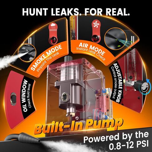 ANCEL S200 آلة دخان السيارات مع مضخة هواء مدمجة ومقياس الضغط، كاشف تسرب آلة دخان التبخر، نظام أنابيب الوقود التلقائي ثنائي الوضع، جهاز اختبار دخان تسرب الفراغ لجميع السيارات/الدراجات النارية/الشاحنة in Kuwait