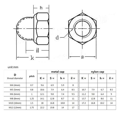 2/10Pcs Stainless Steel M4 M5 M6 M8 M10 M12 Acorn Cap Cover Dome Hex Hexagon Nylon Insert Lock Nut Self-Locking Nylock Locknut(Nylon Cap,10pcs M5) in Saudi Arabia