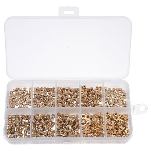 Garneck 500pcs Brass Knurled Threaded Nut Insert Kit Metric Assortment for Printing Components Metal and Plastic Assembly Wear-Resistant DIY Embedment in Kuwait