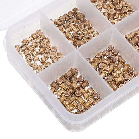 Garneck 500pcs Brass Knurled Threaded Nut Insert Kit Metric Assortment for Printing Components Metal and Plastic Assembly Wear-Resistant DIY Embedment in Kuwait