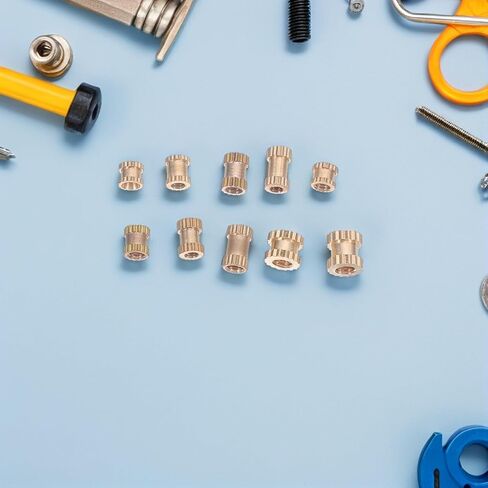 Garneck 500pcs Brass Knurled Threaded Nut Insert Kit Metric Assortment for Printing Components Metal and Plastic Assembly Wear-Resistant DIY Embedment in Kuwait