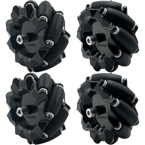 Mecanum Wheel for Robot Car Chassis, 60mm Omni-Directional Wheel Smart Robot Car DIY Mecanum Robotics Components, 4Pcs Omni Wheels with 4Pcs Metal 6mm Coupling Motor Connector for AGV Smart Robot in Kuwait