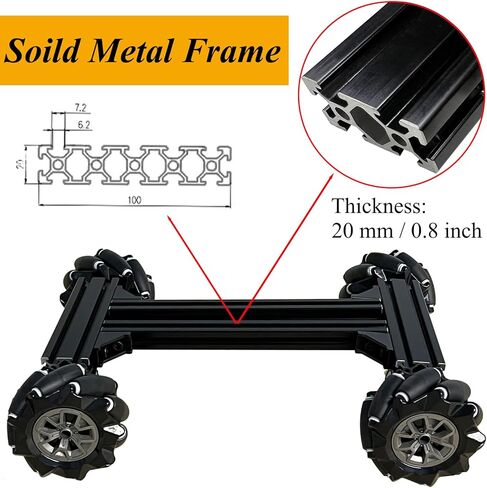 Premium 4WD Mecanum Wheel Robot Car Chassis Kit, Smart Remote Control Metal Chassis, DIY RC Robotic Moving Platform with DC Encoder Motor for Arduino, Raspberry Pie, Microbit, Education, Experiment in Kuwait