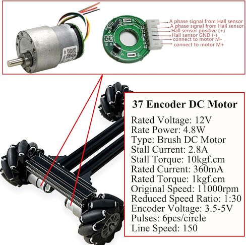 Premium 4WD Mecanum Wheel Robot Car Chassis Kit, Smart Remote Control Metal Chassis, DIY RC Robotic Moving Platform with DC Encoder Motor for Arduino, Raspberry Pie, Microbit, Education, Experiment in Kuwait