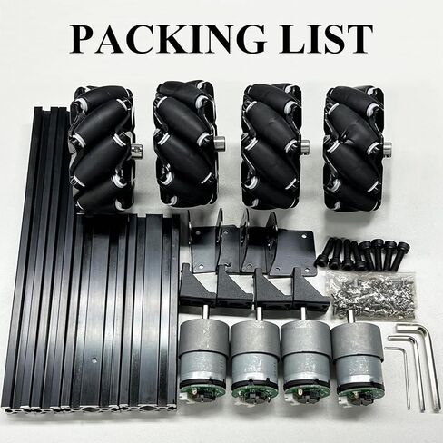 Premium 4WD Mecanum Wheel Robot Car Chassis Kit, Smart Remote Control Metal Chassis, DIY RC Robotic Moving Platform with DC Encoder Motor for Arduino, Raspberry Pie, Microbit, Education, Experiment in Kuwait