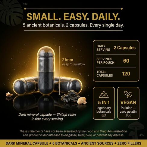 مجمع فطر عرف الأسد مع طحالب البحر والأشواغاندا والكورديسيبس + شيلاجيت - 120 كبسولة نباتية للطاقة والتركيز ودعم التكيف in Kuwait