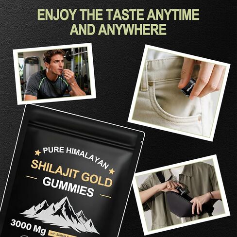 Shilajit Gummies for Men & Women, Rich in Ashwagandha Gaulshura Fulvic Acid 85 Micronutrients, No Added Sugar Non-GMO 100% Natural Organic, Energy Support & Overall Health, 80 Gummies in Saudi Arabia