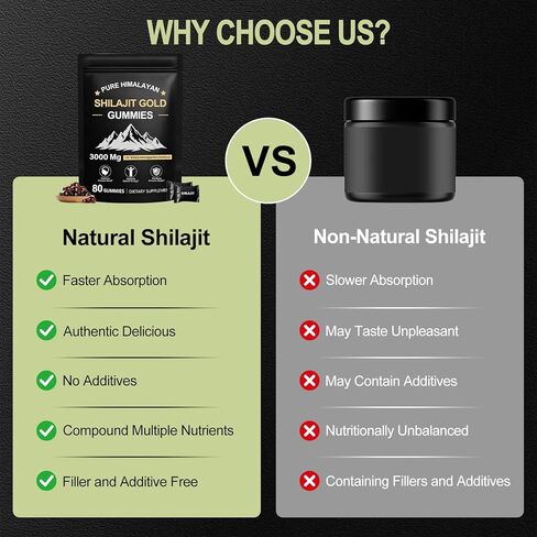 Shilajit Gummies for Men & Women, Rich in Ashwagandha Gaulshura Fulvic Acid 85 Micronutrients, No Added Sugar Non-GMO 100% Natural Organic, Energy Support & Overall Health, 80 Gummies in Saudi Arabia