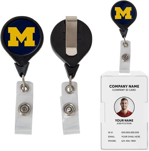 Desert Cactus University of Michigan Retractable Badge Holder Wolverines UM U of M ID Reel with Ticket Clip for Lanyard, Work, School & Office Access in Saudi Arabia