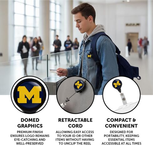 Desert Cactus University of Michigan Retractable Badge Holder Wolverines UM U of M ID Reel with Ticket Clip for Lanyard, Work, School & Office Access in Saudi Arabia