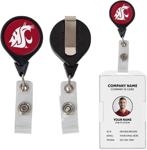 حامل شارة قابل للسحب لجامعة ولاية واشنطن من Desert Cactus، بكرة معرف WSU Cougars Cougs مع مشبك تذكرة للحبل والعمل والمدرسة والمكتب in Saudi Arabia