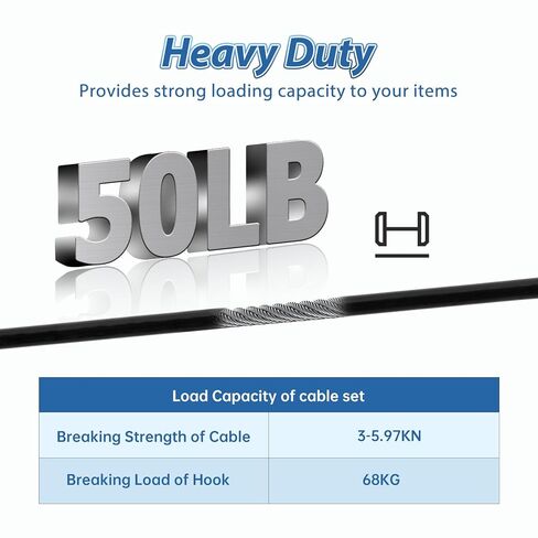 20 Pack Black Security Cables with Loops and Carabiner, 1/8" 304 Stainless Steel Safety Cables 2ft, Wire Ropes Falling Prevention for DJ Stage Light Luggage, 50lb Load Capacity in Kuwait