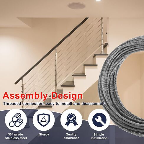 300ft 1/16" Wire Rope Kit Vinyl Coated Stainless Steel Wire M5 Turnbuckles for Outdoor String Light Hanging Kit, Clothesline Cable, Curtain Hanging (3set*100ft) in Saudi Arabia