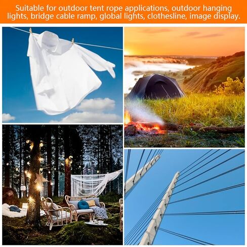 300ft 1/16" Wire Rope Kit Vinyl Coated Stainless Steel Wire M5 Turnbuckles for Outdoor String Light Hanging Kit, Clothesline Cable, Curtain Hanging (3set*100ft) in Kuwait