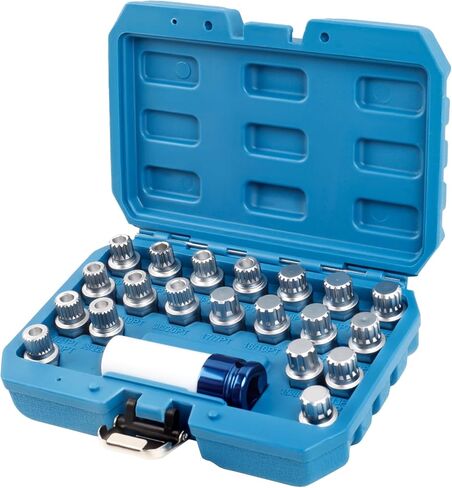 21pcs Anti-Theft Wheel Lock Lug Nut Wheel Lock Removal Kit, with 1/2 inch (12.7mm) Socket Adapter Compatible for BMW & Mini Series,BMW Automotive Screw Remover Key Socket Tool Set in Kuwait