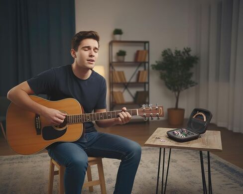 Hard Protective Travel Case Compatible with Fender, ChromaCast, D'Addario, JIM DUNLOP, Bolopick, UNLP MUSICAL INSTRUMENT Guitar Accessories, All Size Picks Storage Pouch(CASE ONLY, BLACK&Red) in Kuwait