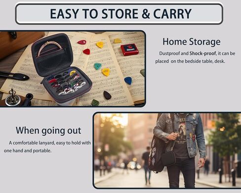 Hard Protective Travel Case Compatible with Fender, ChromaCast, D'Addario, JIM DUNLOP, Bolopick, UNLP MUSICAL INSTRUMENT Guitar Accessories, All Size Picks Storage Pouch(CASE ONLY, BLACK&Red) in Kuwait