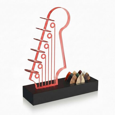 حامل اختيار الجيتار المضيء - تصميم رأس الجيتار الكهربائي، أضواء متغيرة 7 ألوان، هدايا الجيتار لمحبي الموسيقى، عرض اختيار الجيتار مع قاعدة خشبية، ملحقات جيتار رائعة وفريدة من نوعها in Kuwait