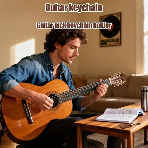 2pcs Leather Guitar Pick Holder Keychains, Portable Guitar Shaped Plectrum Case Key Chain Charm Ring Keyring with Snap Hook Pick Storage Bag for Music Players & Lovers in Saudi Arabia