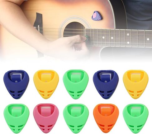 REMAGIC Guitar Picks Holder 10Pcs, Stick-on Guitar Pick Holder for Acoustic Guitar Bass Ukulele with Adhesive Back, Colorful Guitar Accessories for Picks Storage, Gift for Guitar Players Guitarists in Saudi Arabia