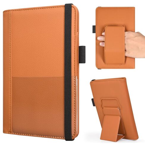 RSAquar Premium Server Book with Kickstand & Hand Strap – Waiter Book Organizer with 6 Pockets, Pen Holder, Elastic Closure – PU Leather Waitress Wallet Fits Apron Pocket, 5.12" x 7.91", Black in Saudi Arabia