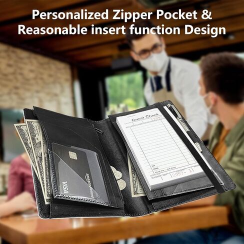 Server Book,Waitress Book,Waiter Book Server Organizer with Zipper Pocket,Leather Waitress & Waitstaff Book Wallet with Card Slot Guest Check Holder 9 x 5 Inch Server Book,Highland Cow Cattle in Saudi Arabia