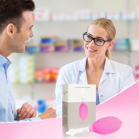 جهاز فك انسداد أنبوب استاكيوس، جهاز تخفيف آلام الأذن المسدودة وطنين الأذن والصداع النصفي، توازن ضغط الأذن الداخلي (وردي، مقاس واحد) in Kuwait