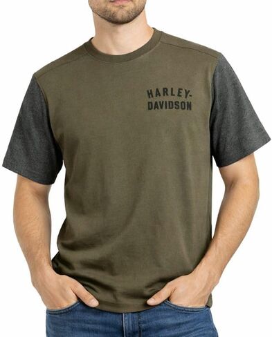Harley -Davidson Men Men's Colorblock Tee - Colorblocked ، Green - 96045-23VM in Saudi Arabia