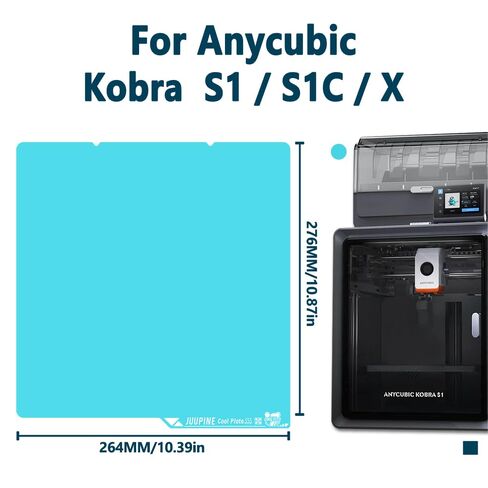 2.0 لوحة تبريد OMG مطورة لـ Anycubic Kobra S1/Kobra X، لوحة بناء كوبرا مغناطيسية أكثر سمكًا 264 × 276 مم مع سطح أملس Supertack، مركز طباعة ثلاثي الأبعاد سهل الإصدار لطباعة PLA PETG in Kuwait