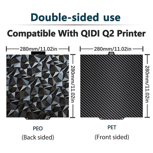 Smooth Carbon Fiber + Diamond Pattern Build Plate for QIDI Q2 280x280mm, Double Sided Flexible PEO PET Spring Steel Hot Bed Plate Sheet for QIDI Q2, Q2 Combo, Q2C 3D Printer Platform in Kuwait