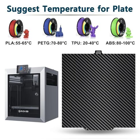 Smooth Carbon Fiber + Diamond Pattern Build Plate for QIDI Q2 280x280mm, Double Sided Flexible PEO PET Spring Steel Hot Bed Plate Sheet for QIDI Q2, Q2 Combo, Q2C 3D Printer Platform in Kuwait