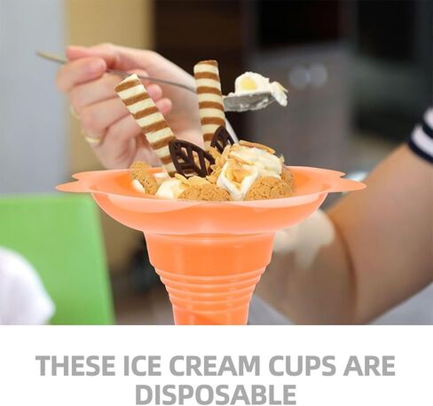 POPETPOP 100pcs Disposable Orange Plastic Ice Cream Cups 4oz Small Dessert Bowls for Yogurt, Pudding, and Shaved Ice Party Serving in Saudi Arabia