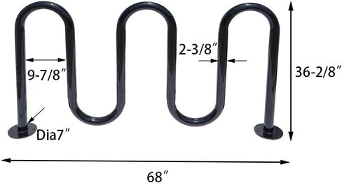 Wave Bike Rack, Steel Powder Coating, Black,Commercial, Outdoor, Sidewalks, 2-3/8"Pipe in Saudi Arabia