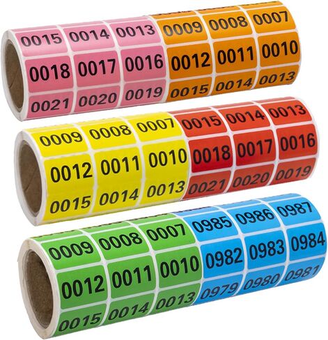 6 Rolls Numbered Stickers 1-999, Waterproof Multi-Color Number Labels for Warehouse Storage, Office Organization & Event Management - Consecutive Number Stickers in Saudi Arabia