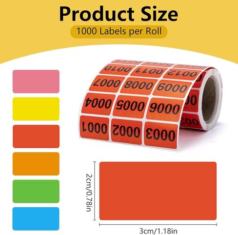 6 Rolls Numbered Stickers 1-999, Waterproof Multi-Color Number Labels for Warehouse Storage, Office Organization & Event Management - Consecutive Number Stickers in Saudi Arabia
