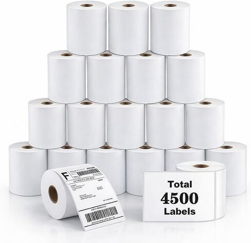 4500 قطعة من ملصقات الشحن الحرارية مقاس 4 × 6 بوصة - 18 لفة من 250، بكرة ملصقات حرارية مباشرة متوافقة مع طابعات رولو وحمار وحشي والمزيد من طابعات UPS وFedEx وUSPS in Kuwait