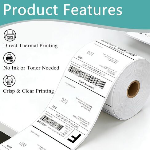 4500 قطعة من ملصقات الشحن الحرارية مقاس 4 × 6 بوصة - 18 لفة من 250، بكرة ملصقات حرارية مباشرة متوافقة مع طابعات رولو وحمار وحشي والمزيد من طابعات UPS وFedEx وUSPS in Kuwait
