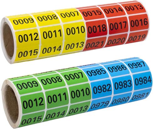 6 Rolls Numbered Stickers 1-999, Waterproof Multi-Color Number Labels for Warehouse Storage, Office Organization & Event Management - Consecutive Number Stickers in Kuwait